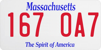 MA license plate 167OA7