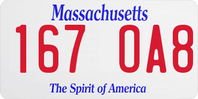 MA license plate 167OA8