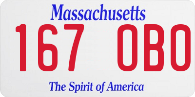 MA license plate 167OB0
