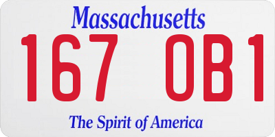MA license plate 167OB1