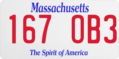 MA license plate 167OB3