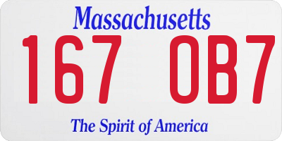 MA license plate 167OB7