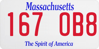 MA license plate 167OB8