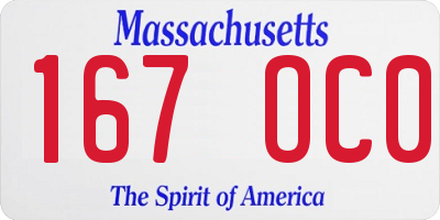 MA license plate 167OC0