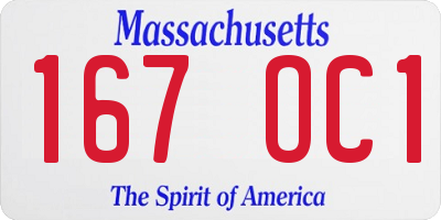 MA license plate 167OC1