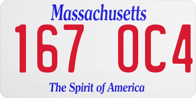 MA license plate 167OC4