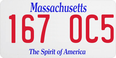 MA license plate 167OC5