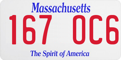 MA license plate 167OC6