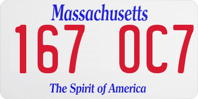 MA license plate 167OC7