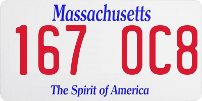 MA license plate 167OC8