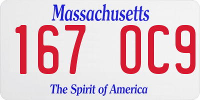 MA license plate 167OC9