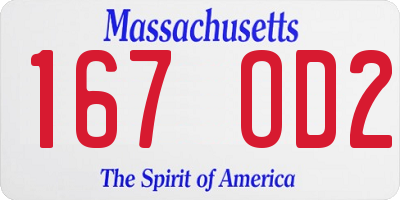 MA license plate 167OD2