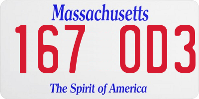 MA license plate 167OD3