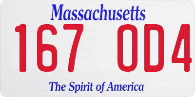 MA license plate 167OD4