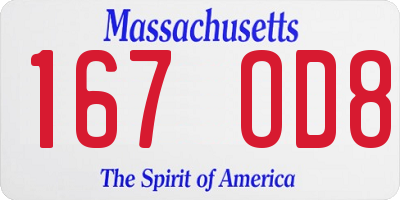 MA license plate 167OD8