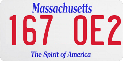MA license plate 167OE2