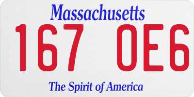 MA license plate 167OE6