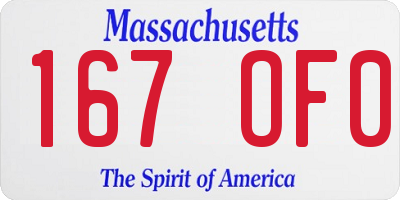 MA license plate 167OF0