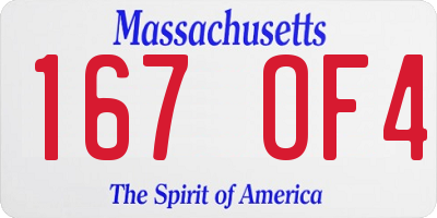 MA license plate 167OF4