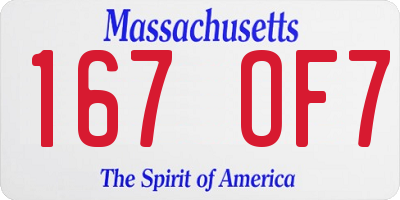MA license plate 167OF7