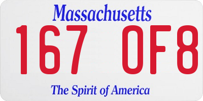 MA license plate 167OF8
