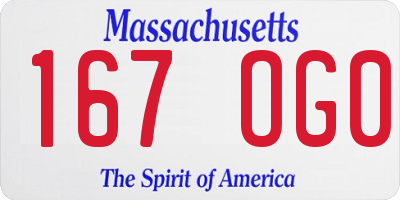 MA license plate 167OG0