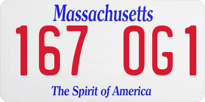 MA license plate 167OG1