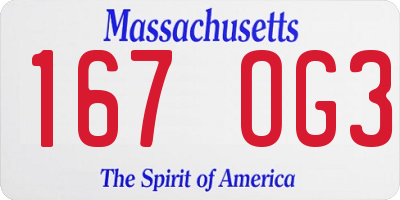 MA license plate 167OG3