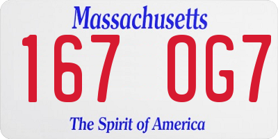 MA license plate 167OG7