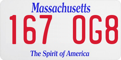 MA license plate 167OG8
