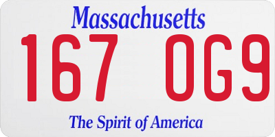 MA license plate 167OG9