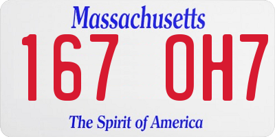 MA license plate 167OH7