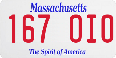 MA license plate 167OI0