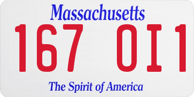 MA license plate 167OI1