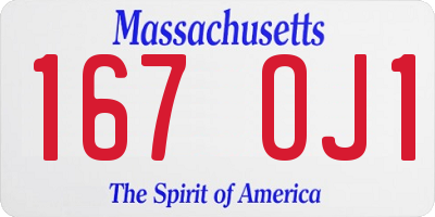 MA license plate 167OJ1