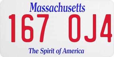 MA license plate 167OJ4