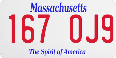 MA license plate 167OJ9