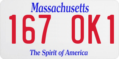 MA license plate 167OK1