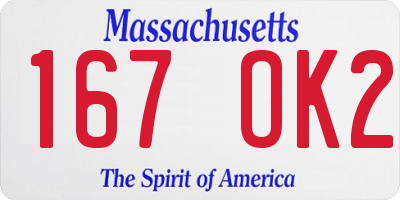 MA license plate 167OK2