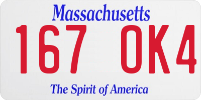 MA license plate 167OK4