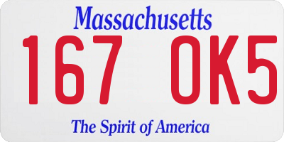 MA license plate 167OK5