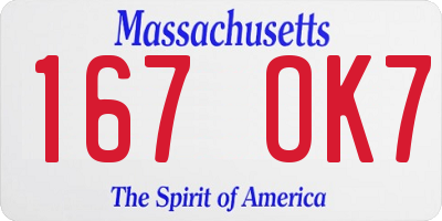MA license plate 167OK7