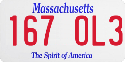 MA license plate 167OL3