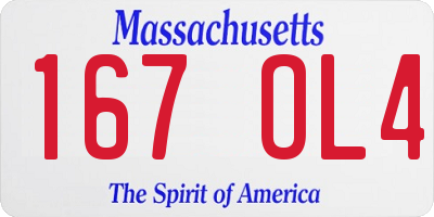 MA license plate 167OL4
