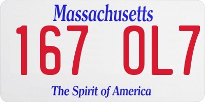 MA license plate 167OL7