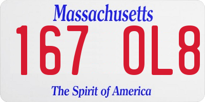 MA license plate 167OL8