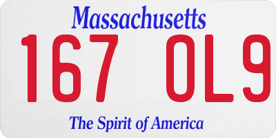 MA license plate 167OL9