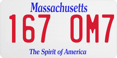 MA license plate 167OM7