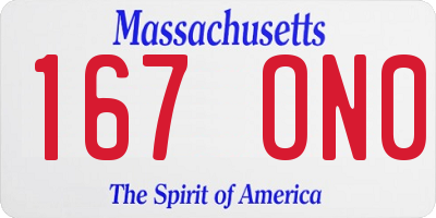 MA license plate 167ON0
