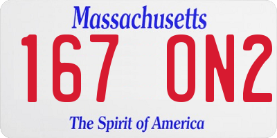 MA license plate 167ON2